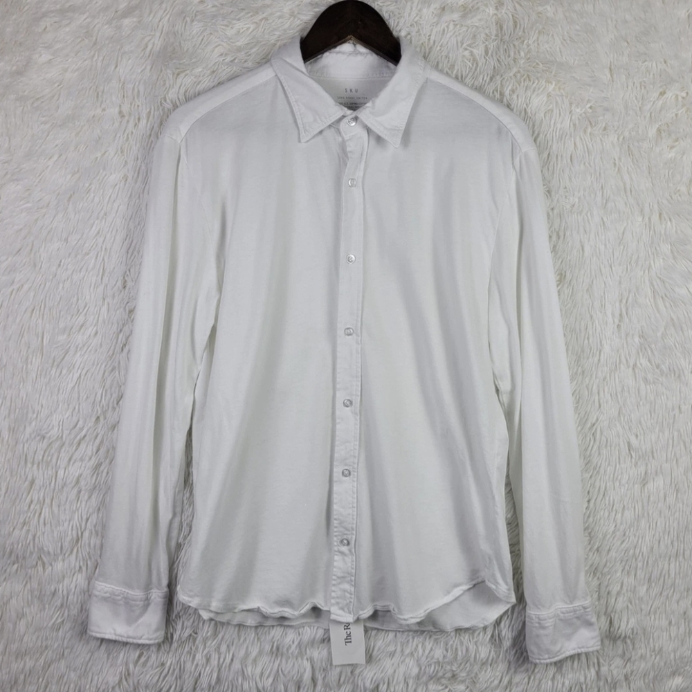 Save Khaki‎ United Mens M White Pima Cotton Long Sleeve Button Up Made In USA